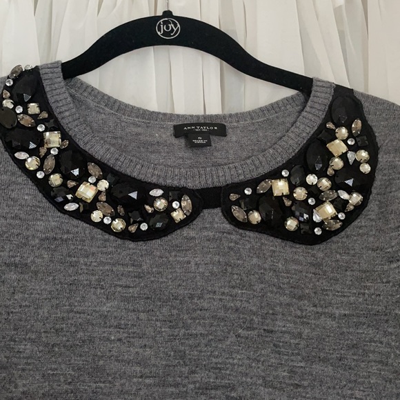 Ann Taylor Merino Wool Sweater with Crystals - Picture 2 of 7